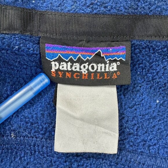 Vintage Patagonia Synchilla Fleece Jacket Blue Men's Size M - Picture 2 of 15